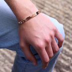 Rosévergoldet Schwer Sterlingsilber 20,5 cm Gravierbar Namensschild Panzer Armband