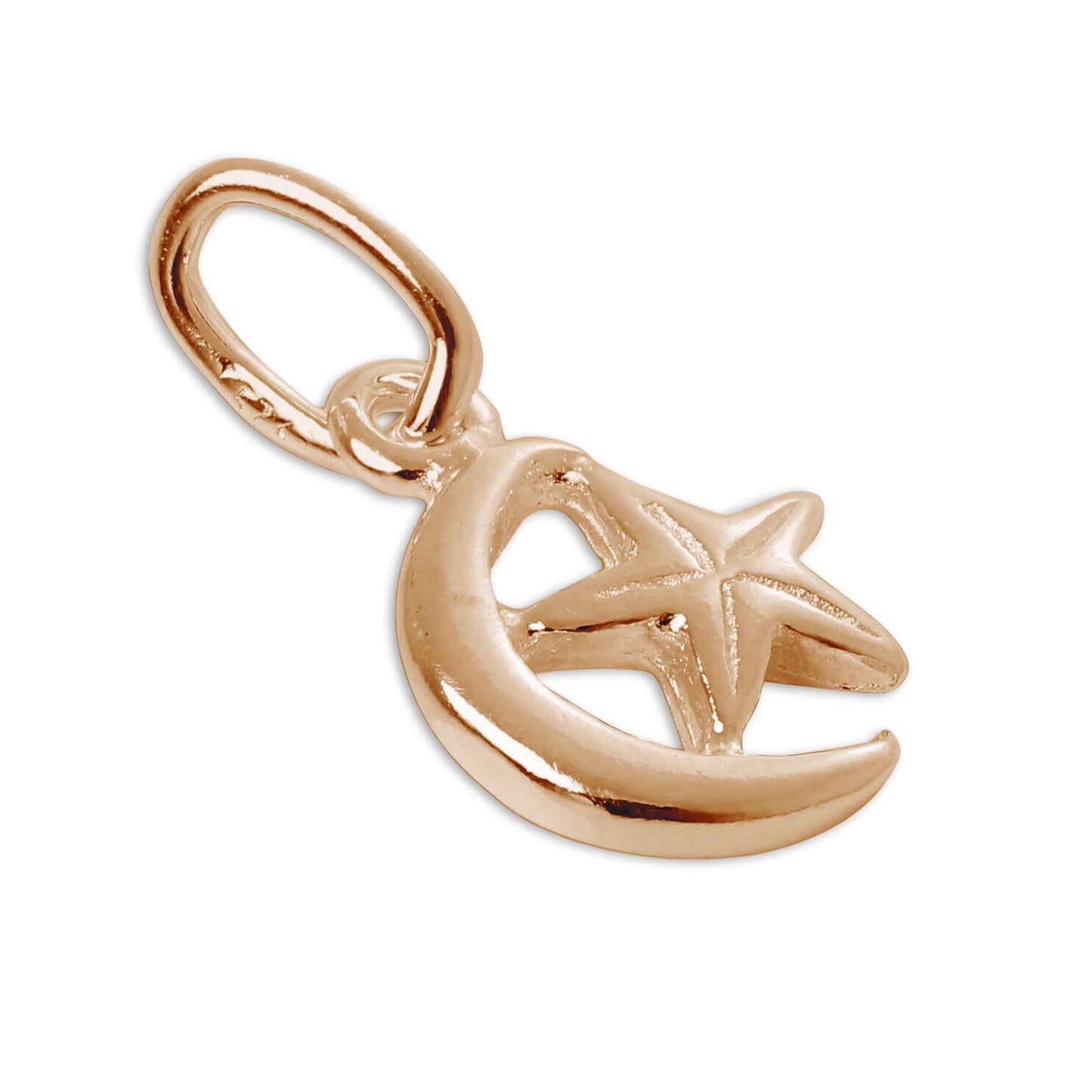 Winzig Rosévergoldet Sterlingsilber Mond & Stern Anhänger