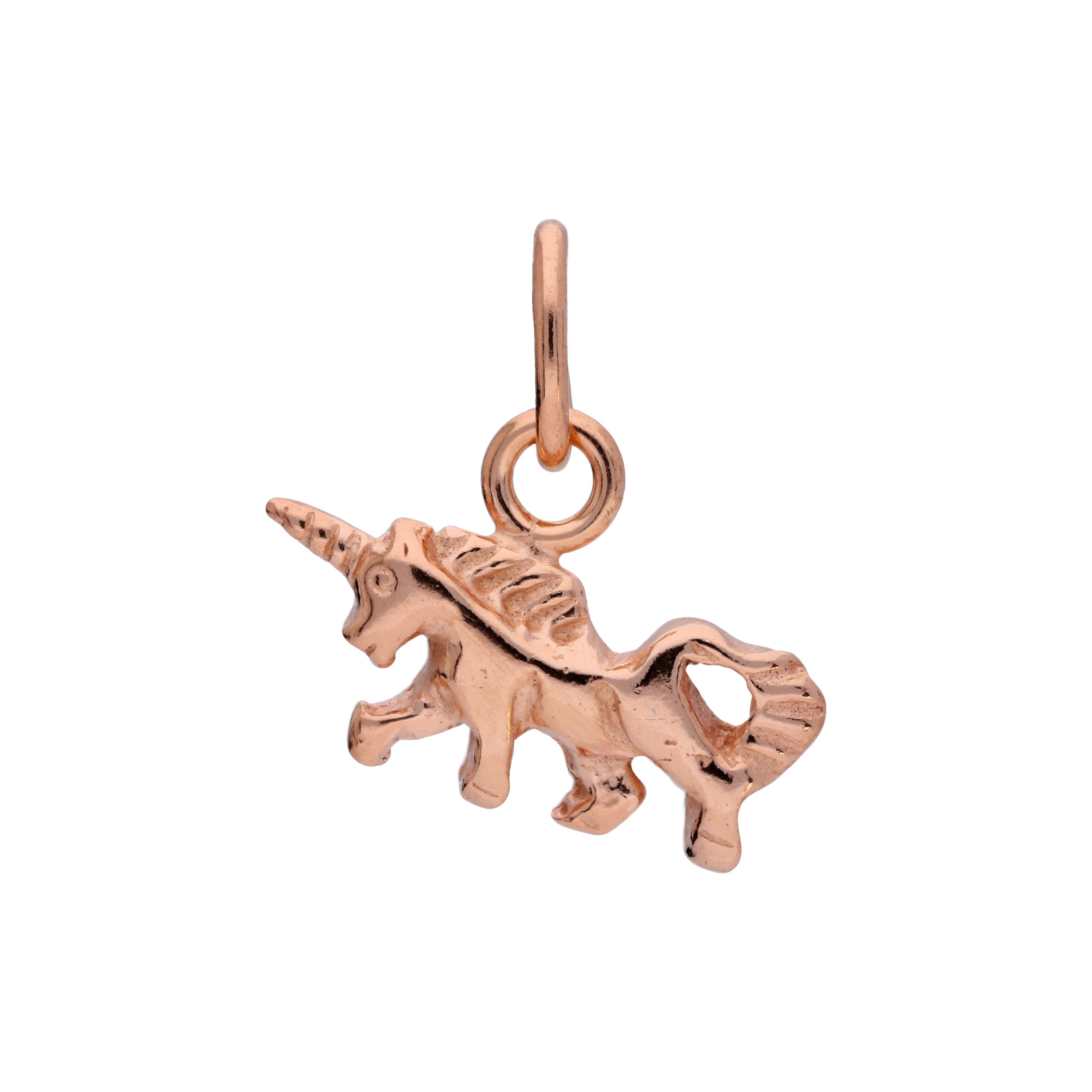 Winziger Rosévergoldeter Sterlingsilber Einhorn-Anhänger