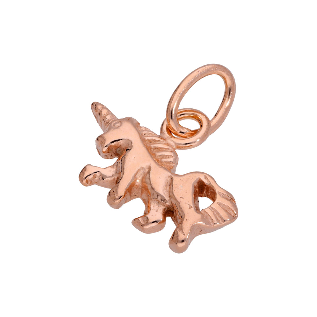 Winziger Rosévergoldeter Sterlingsilber Einhorn-Anhänger