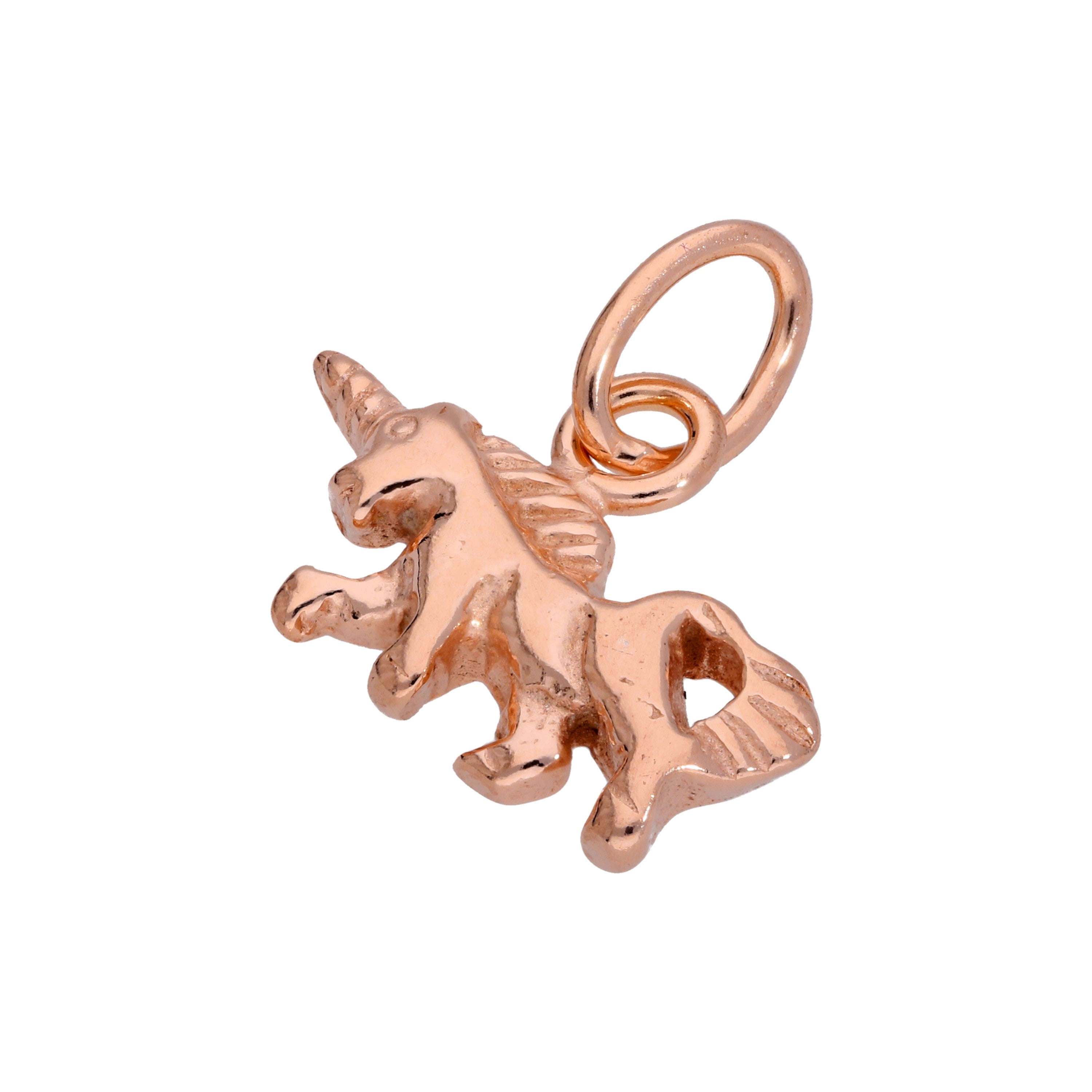 Winziger Rosévergoldeter Sterlingsilber Einhorn-Anhänger