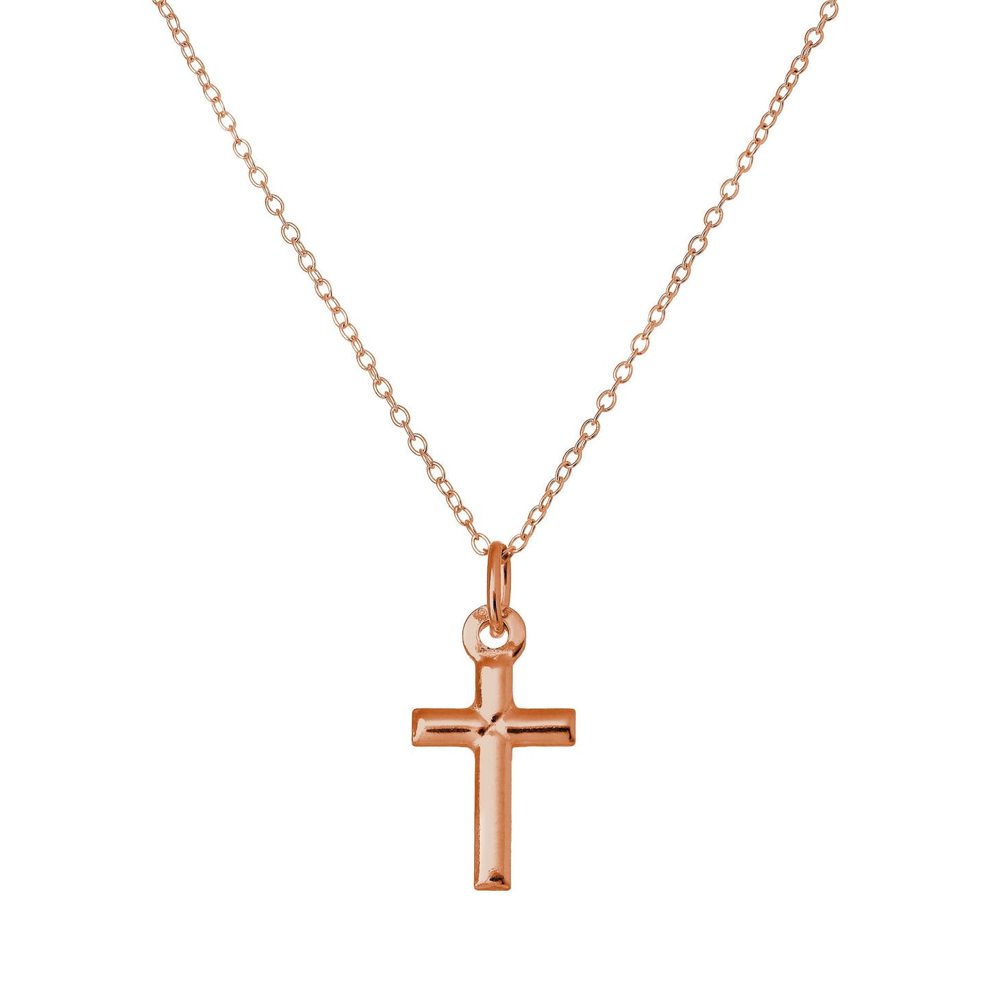 Rosévergoldet Sterlingsilber Kreuz Halskette 45,5cm