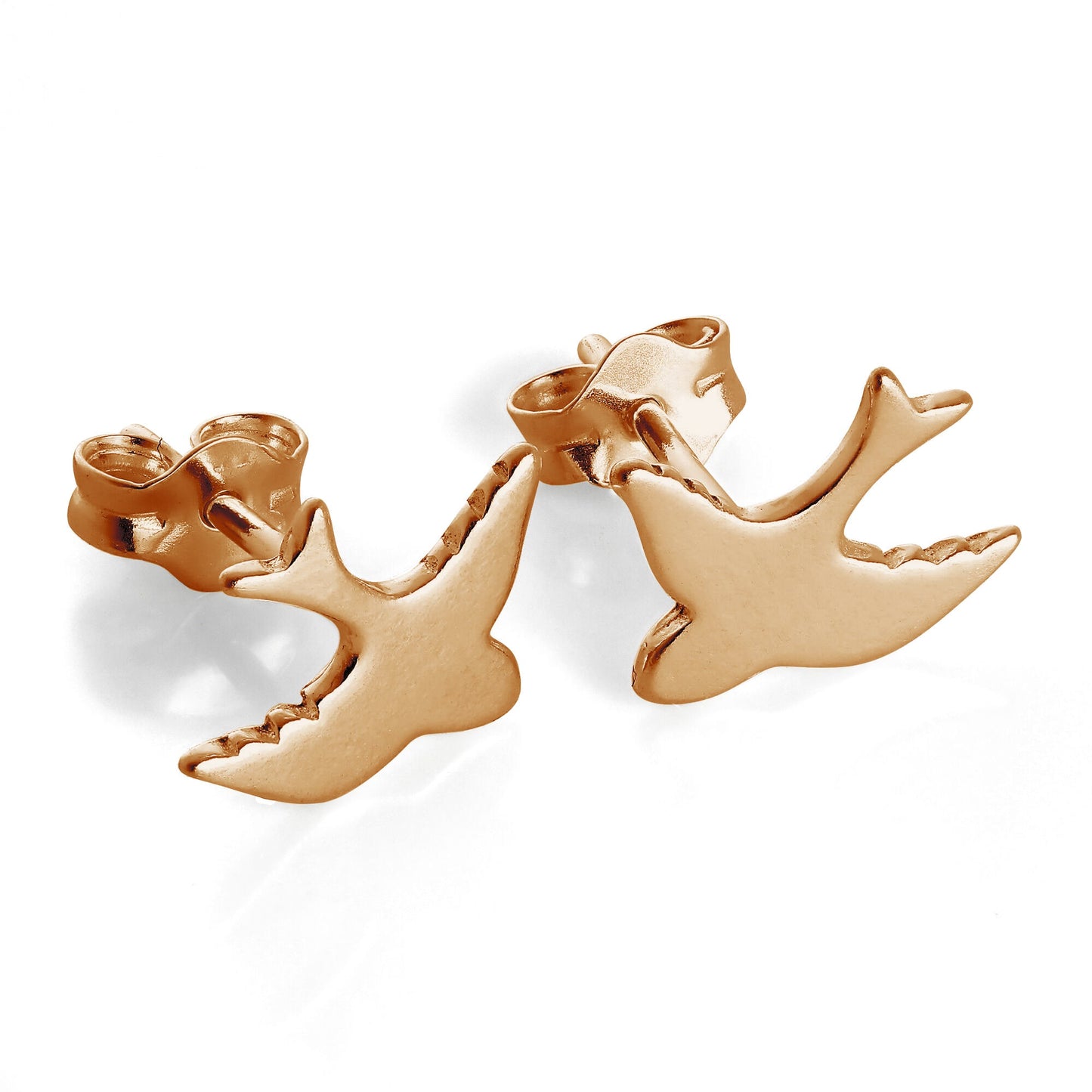 Rose Gold Plated Sterling Silver Swift Bird Stud Earrings