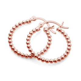 Rosévergoldet Sterlingsilber 21 mm Kügelchen Creolen Ohrringe