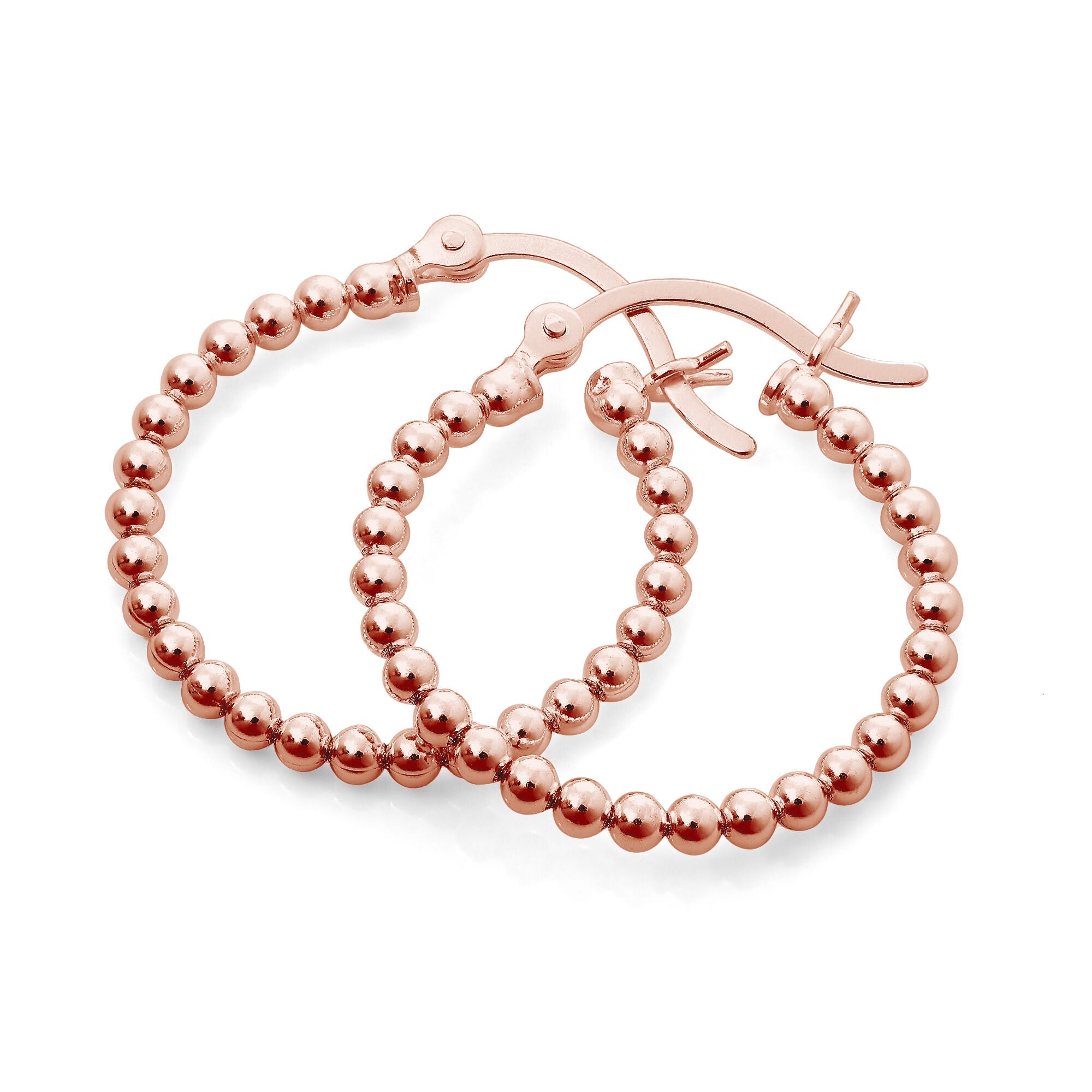 Rosévergoldet Sterlingsilber 21 mm Kügelchen Creolen Ohrringe