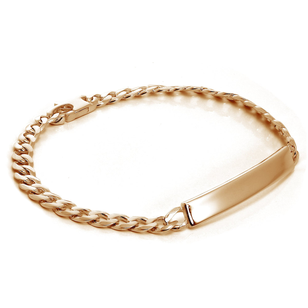 Rosévergoldetes Sterlingsilber 7 mm Curb ID Armband