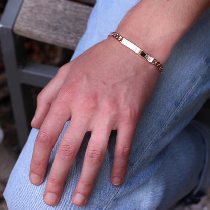 Rose vergoldetes Sterling Silber 7mm Curb ID Armband