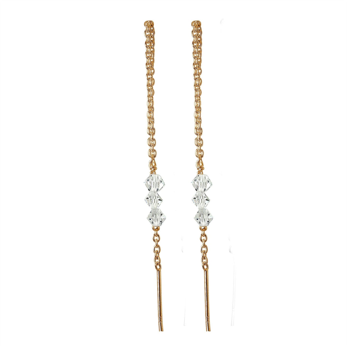 Rose Gold Plated Sterling Silver Triple CZ Pull Through Earrings