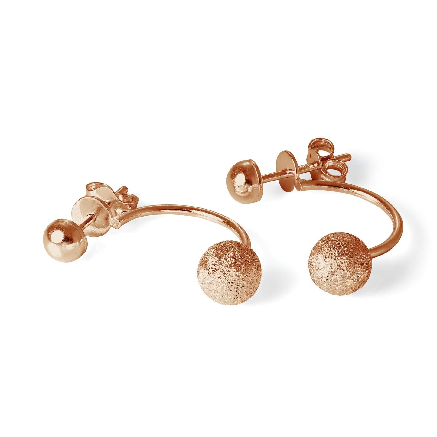 Rose Gold Plated Sterling Silver Half Hoop Stud Earrings