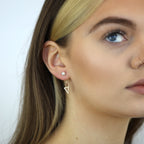 Rosévergoldet Sterlingsilber Perle Ohr Jacke Ohrringe