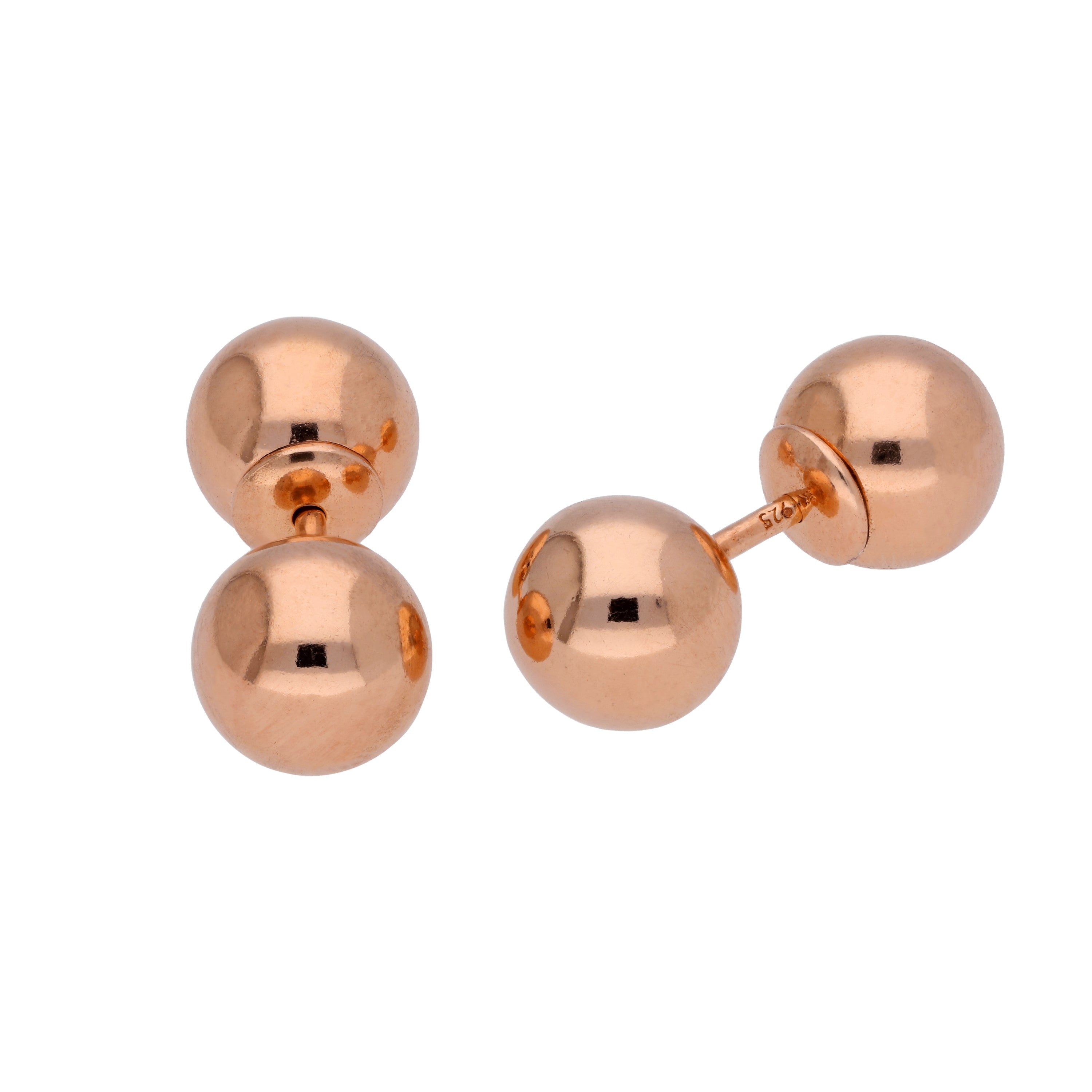 Rosévergoldet Sterlingsilber Doppelseitig 8 mm Kugel Ohrstecker