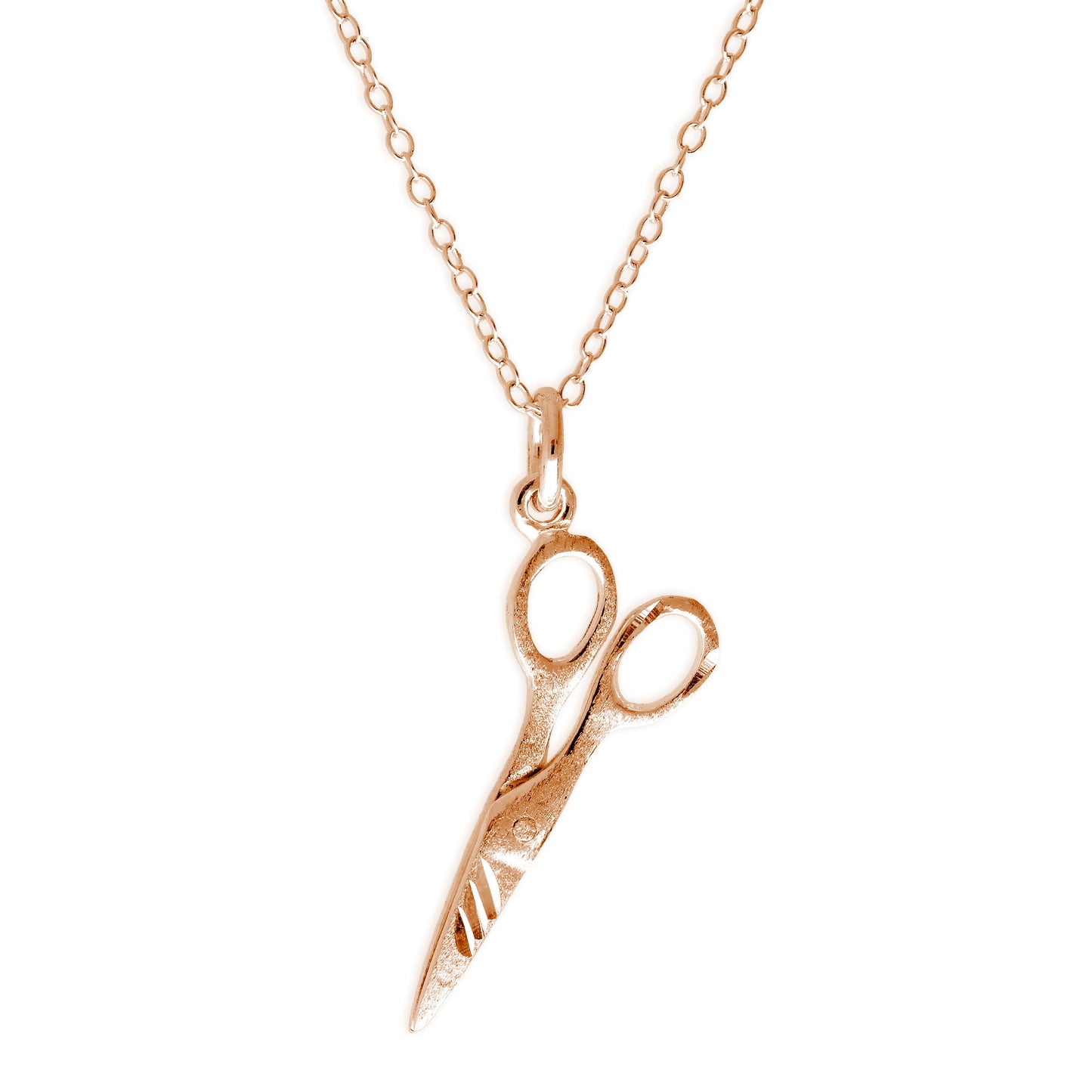 Rose Gold Plated Matt Sterling Silver Scissors Necklace