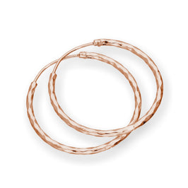 Rosévergoldet Sterlingsilber Diamantschliff 24 mm Creolen Ohrringe