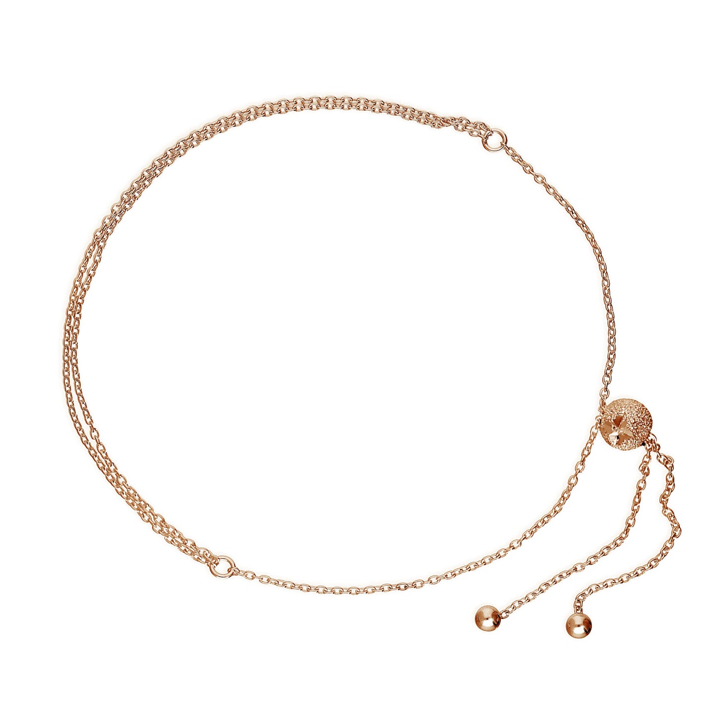 Rose Gold Plated Sterling Silver Frosted Adjustable Bracelet