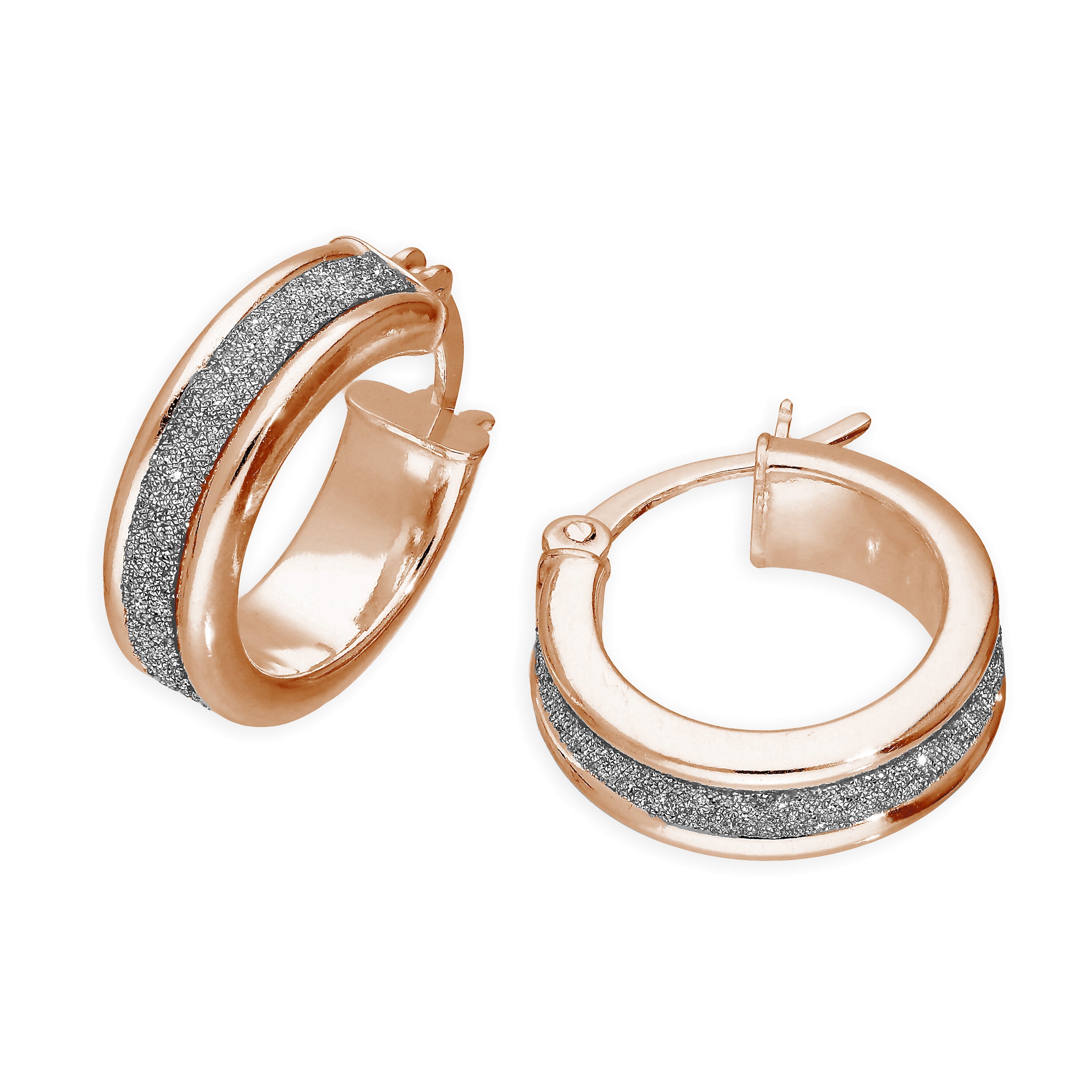 Rosévergoldet Sterlingsilber Matt 15 mm Creolen Ohrringe