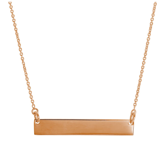 Rose Gold Plated Sterling Silver Engravable Bar Necklace 16"