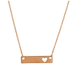 Roségold-beschichtetes Sterlingsilber Herz-ID-Plakette Halskette 17“