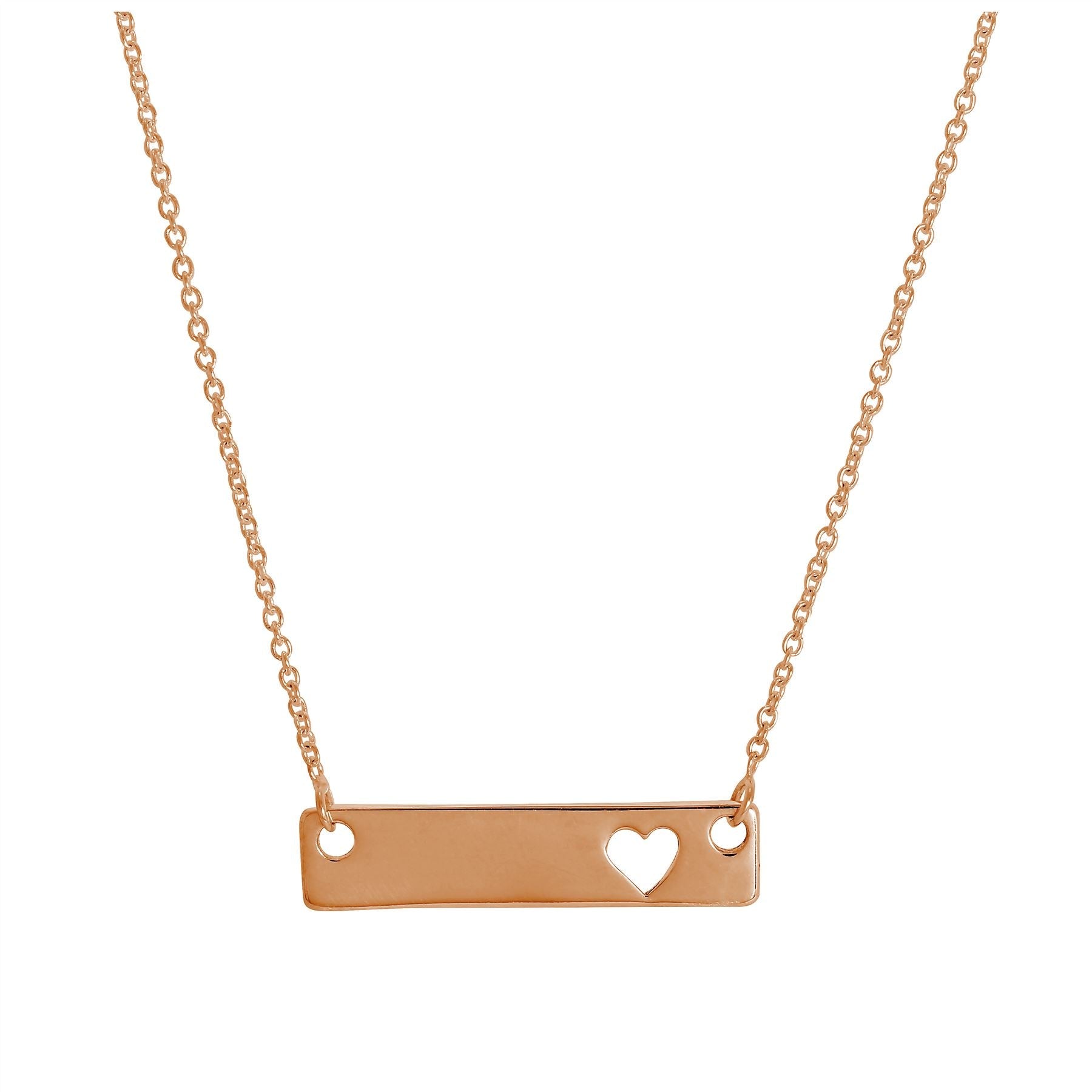 Roségold-beschichtetes Sterlingsilber Herz-ID-Plakette Halskette 17“