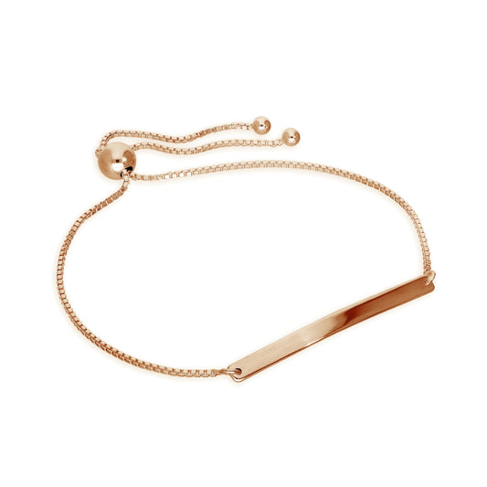 Rose Gold Plated Sterling Silver ID Adjustable Bracelet