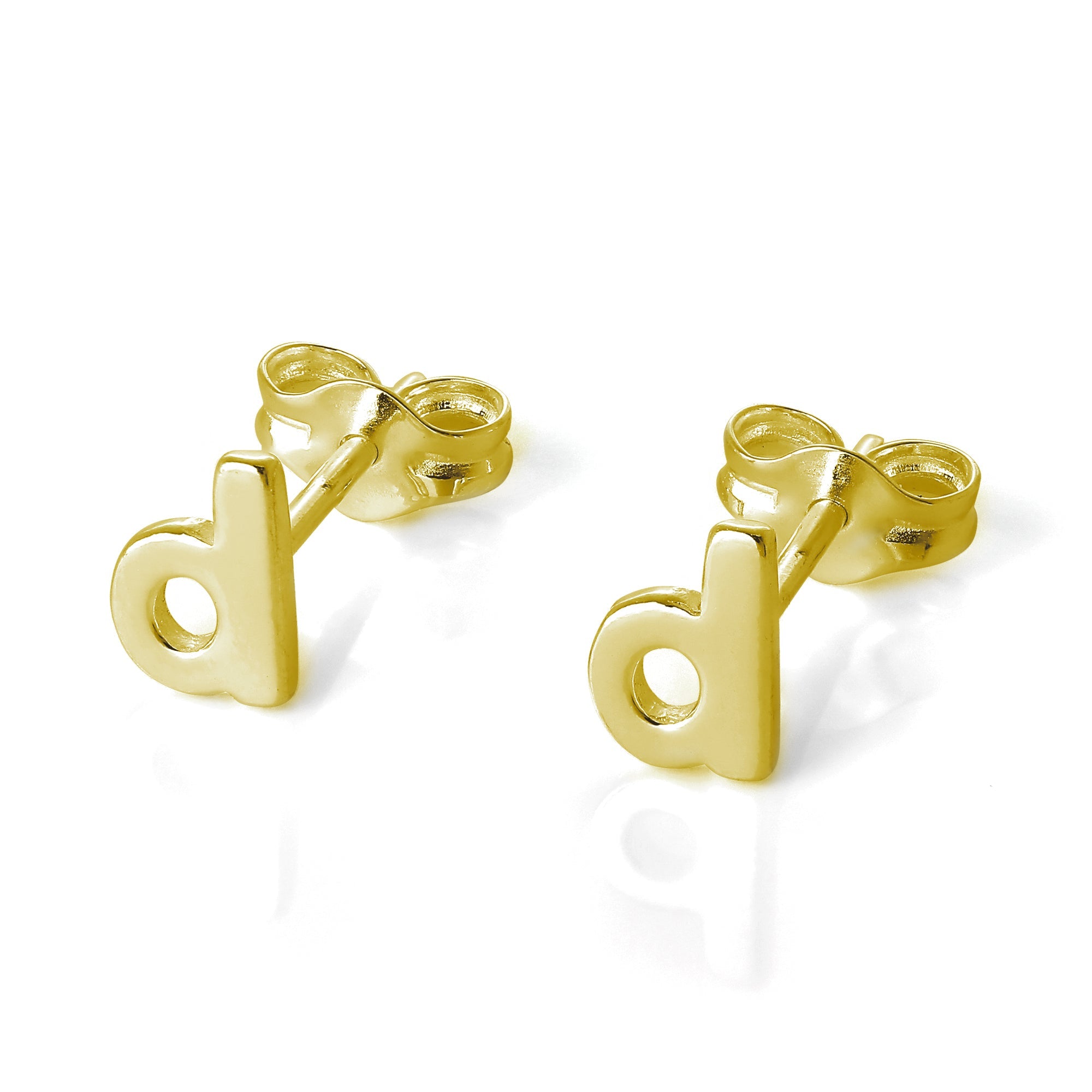 Gelbvergoldete Sterlingsilber Alphabet Buchstaben Ohrstecker