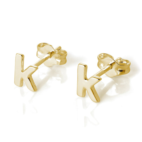 Gelbvergoldete Sterlingsilber Alphabet Buchstaben Ohrstecker