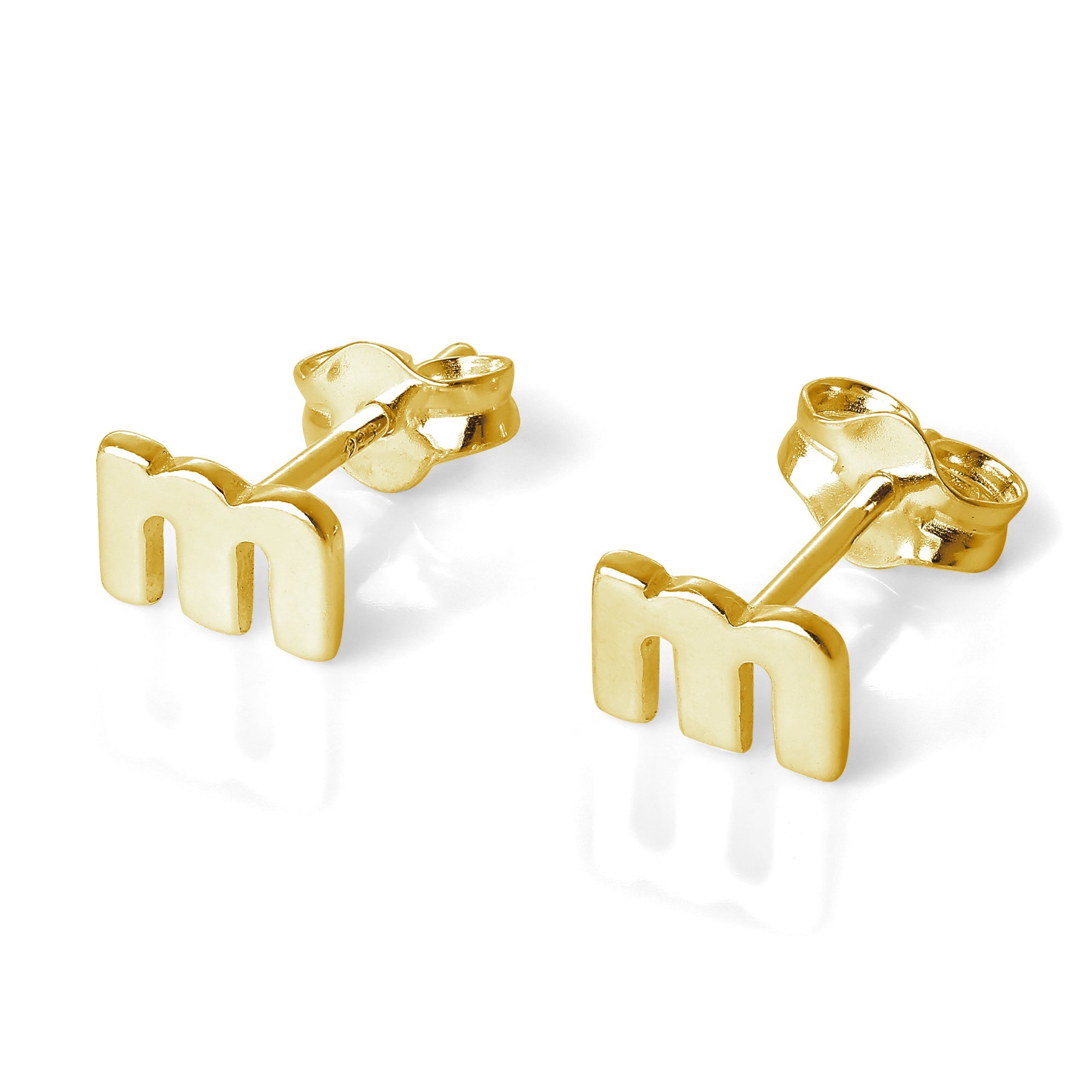 Gelbvergoldete Sterlingsilber Alphabet Buchstaben Ohrstecker