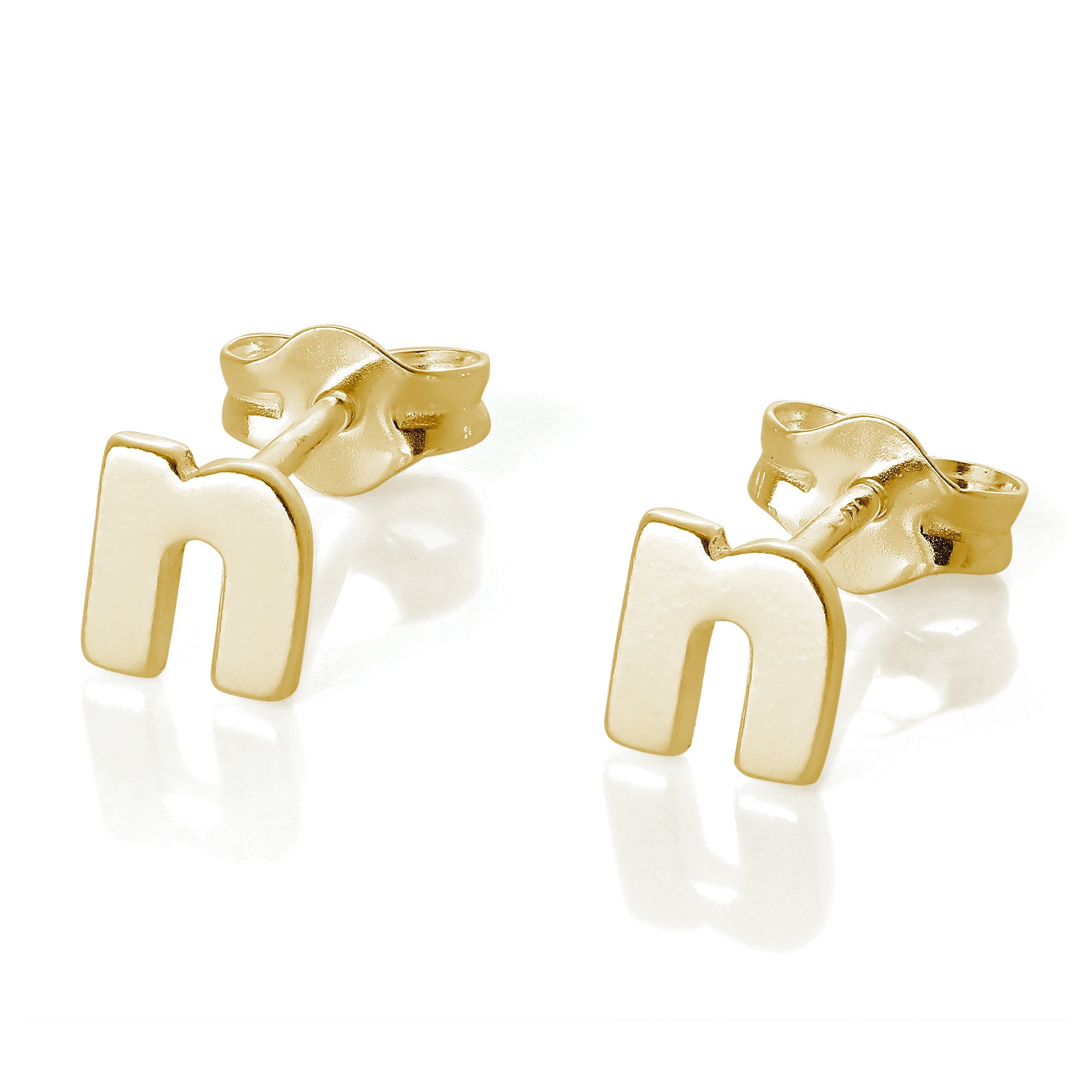 Gelbvergoldete Sterlingsilber Alphabet Buchstaben Ohrstecker
