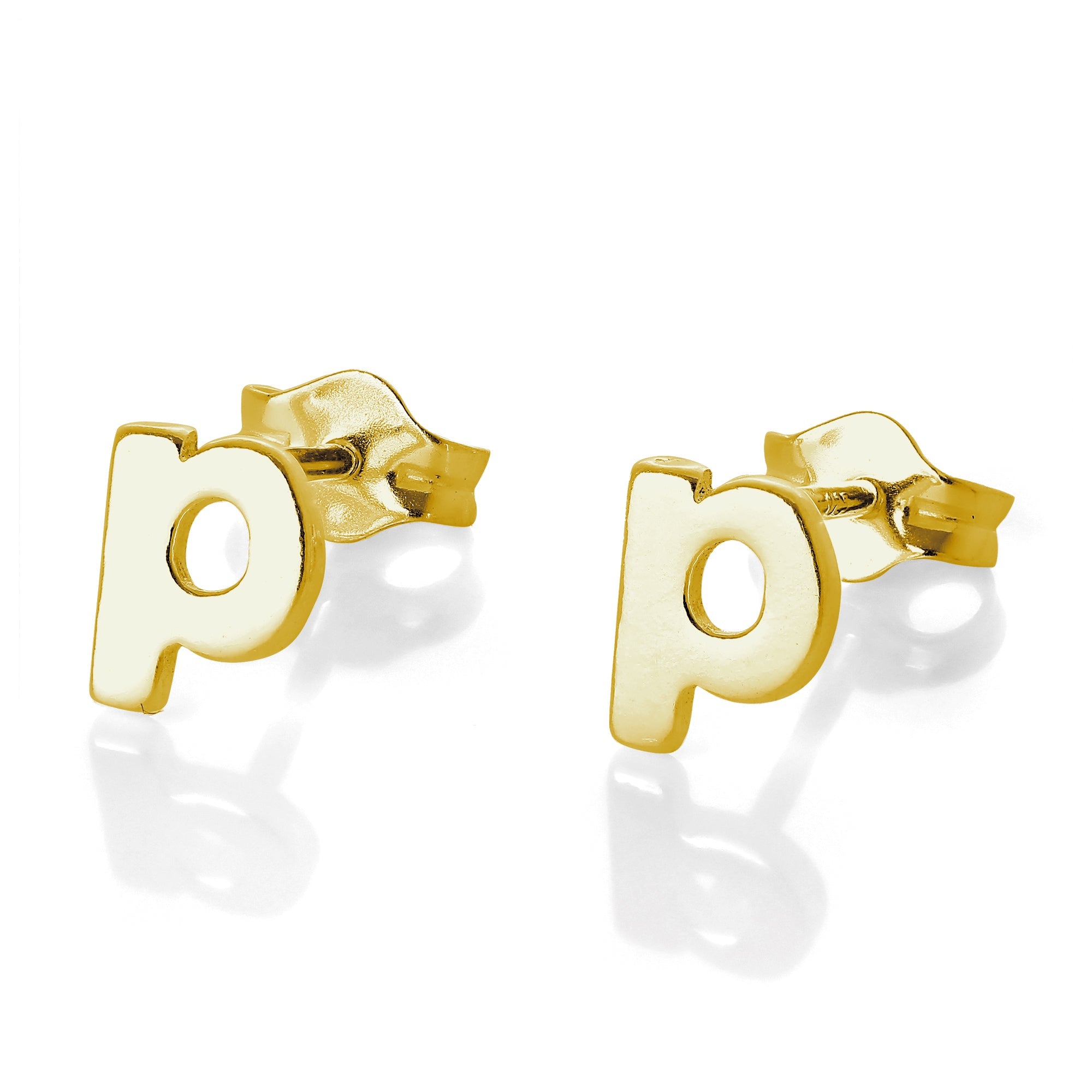 Gelbvergoldete Sterlingsilber Alphabet Buchstaben Ohrstecker