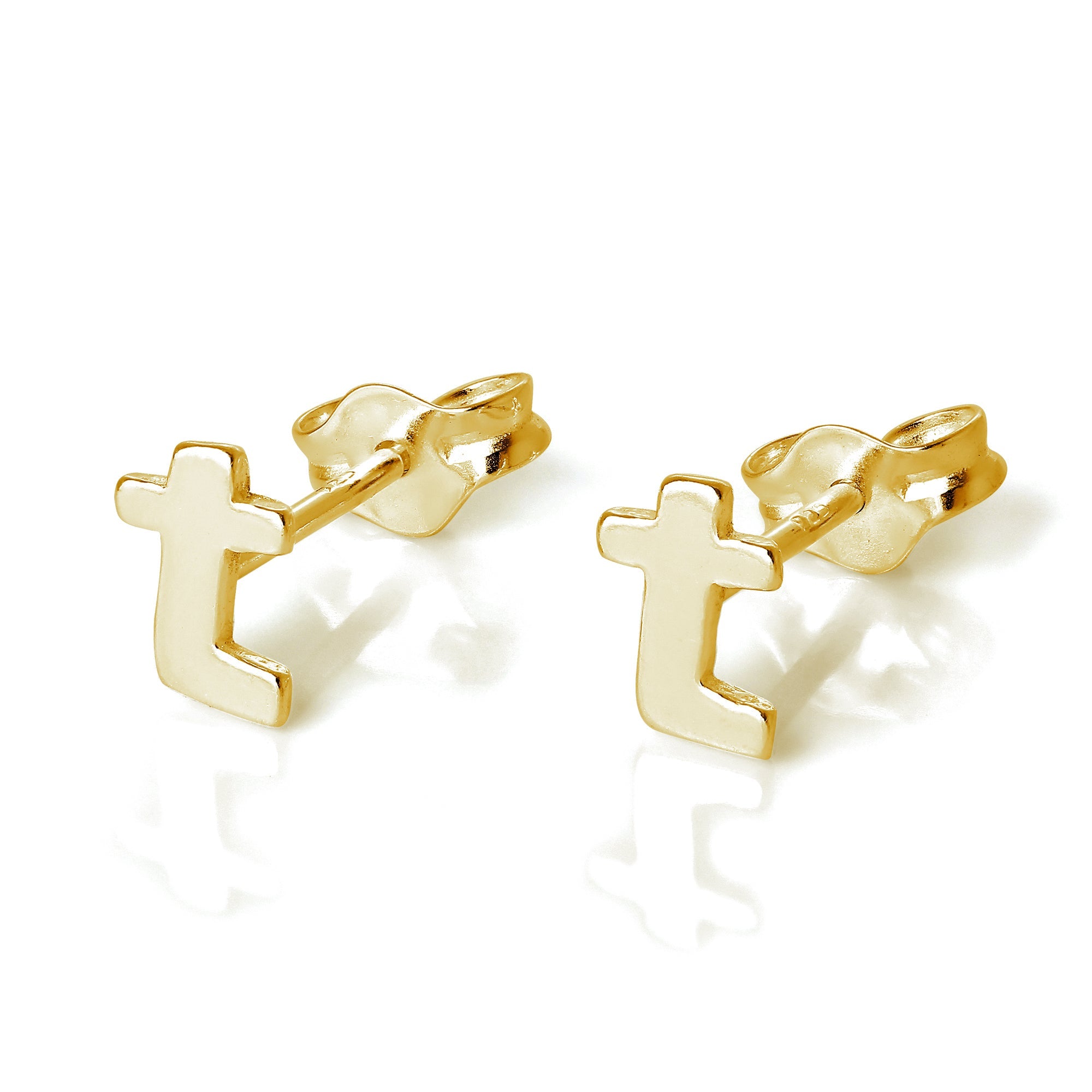 Gelbvergoldete Sterlingsilber Alphabet Buchstaben Ohrstecker