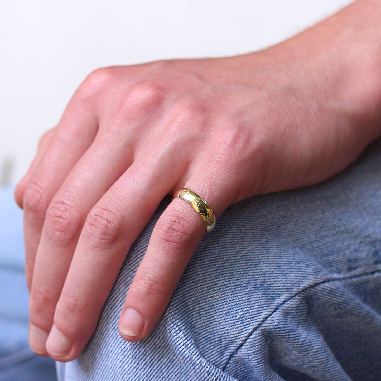 Gelbgold-vergoldeter Sterling Silberring in D-Form, 5 mm