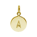 Vergoldetes Sterlingsilber gravierbarer runder Buchstabe A-Z Anhänger