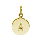 Vergoldetes Sterlingsilber gravierbarer runder Buchstabe A-Z Anhänger