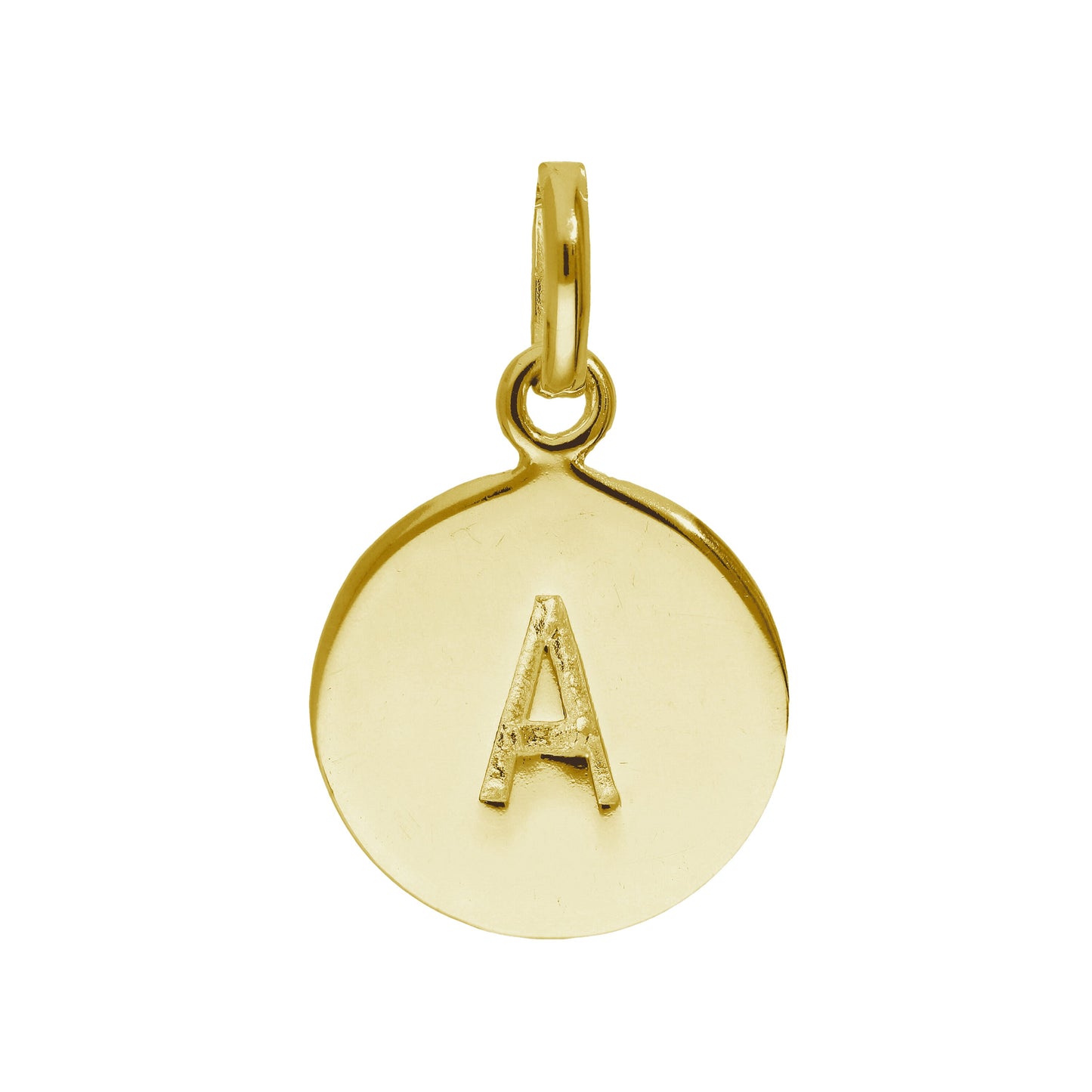Vergoldetes Sterling Silber gravierbarer runder Buchstabe A-Z Anhänger