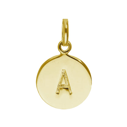 Vergoldetes Sterling Silber gravierbarer runder Buchstabe A-Z Anhänger