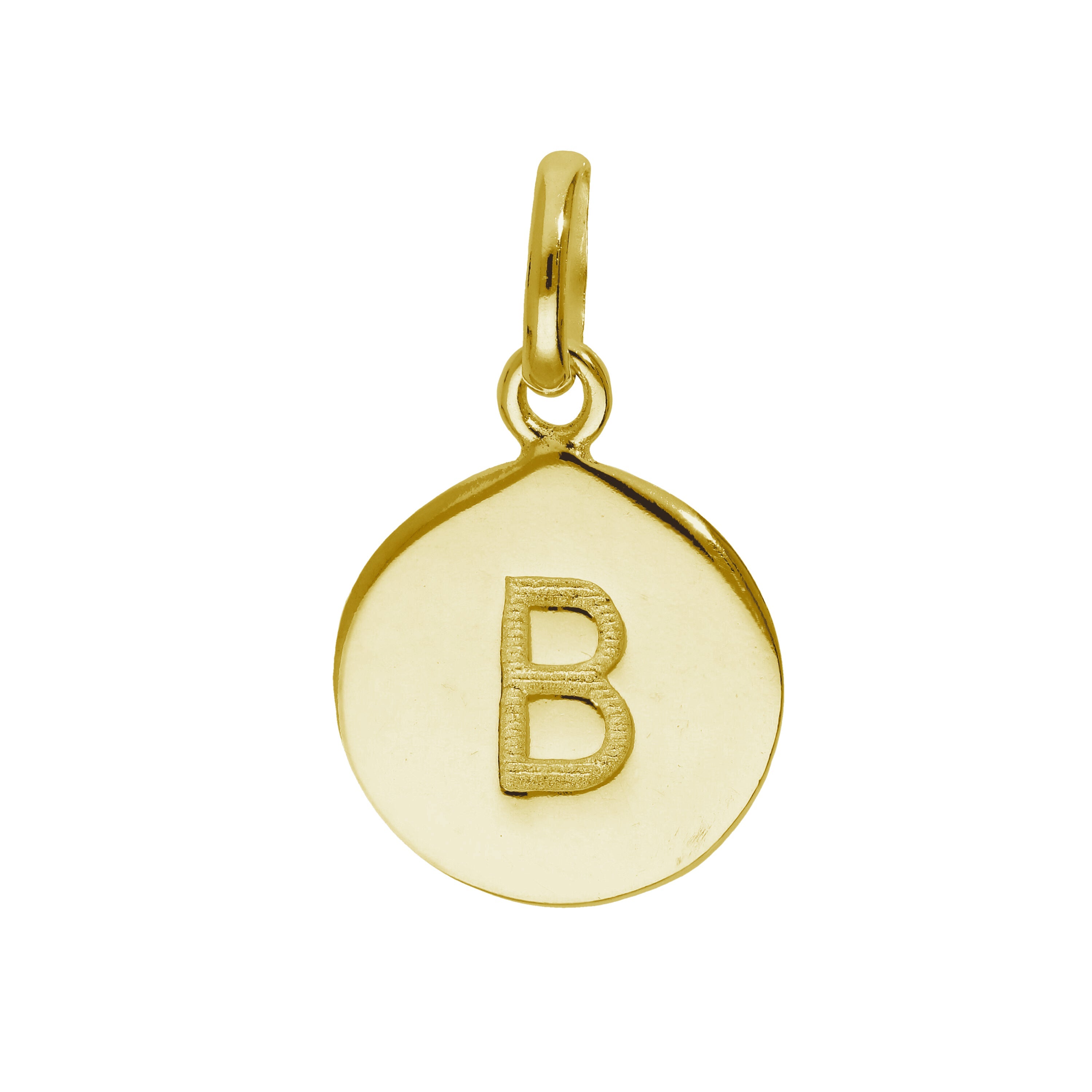Vergoldetes Sterlingsilber gravierbarer runder Buchstabe A-Z Anhänger