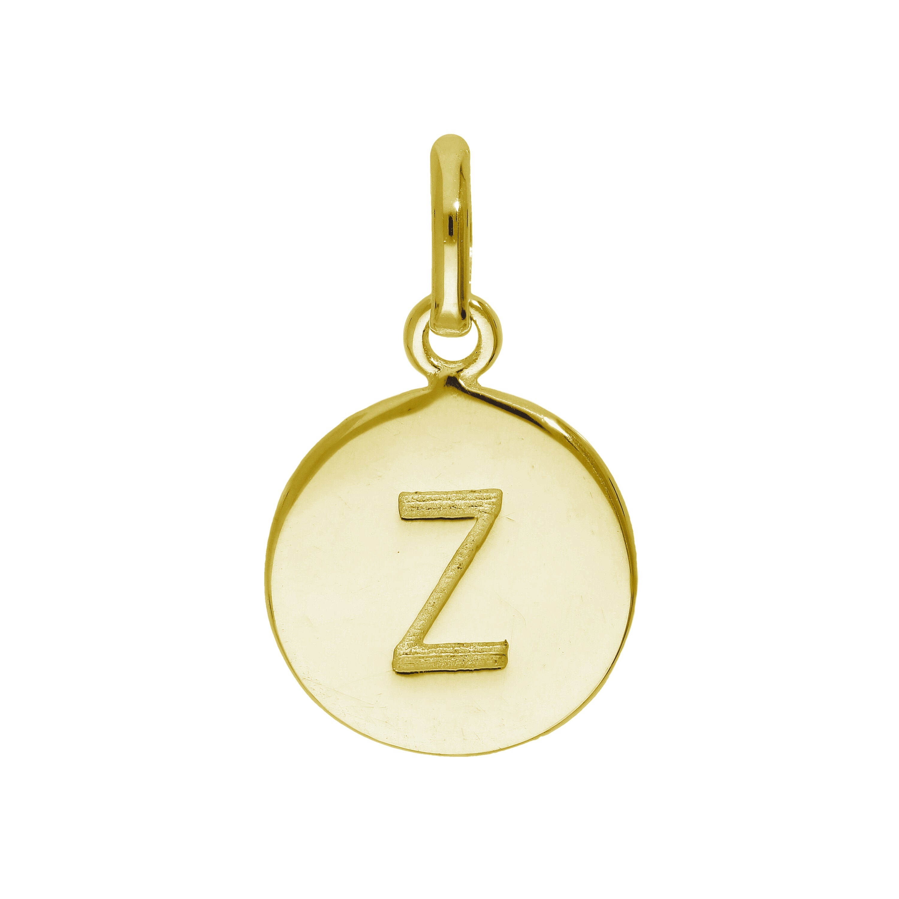 Vergoldetes Sterlingsilber gravierbarer runder Buchstabe A-Z Anhänger