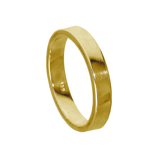 Gold Plated Sterling Silver 4mm Flat Wedding Band Ring Size I - Z