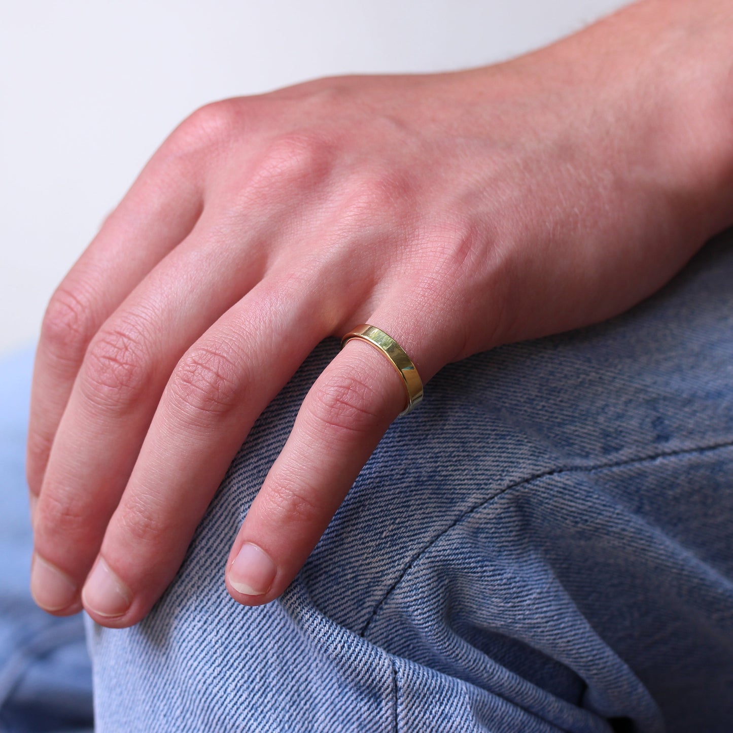 Vergoldeter Sterling Silberring, flach, Größe I–Z