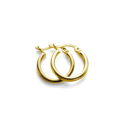 Gold Plated Sterling Silver Square Tube Hoop Earrings 12-40mm