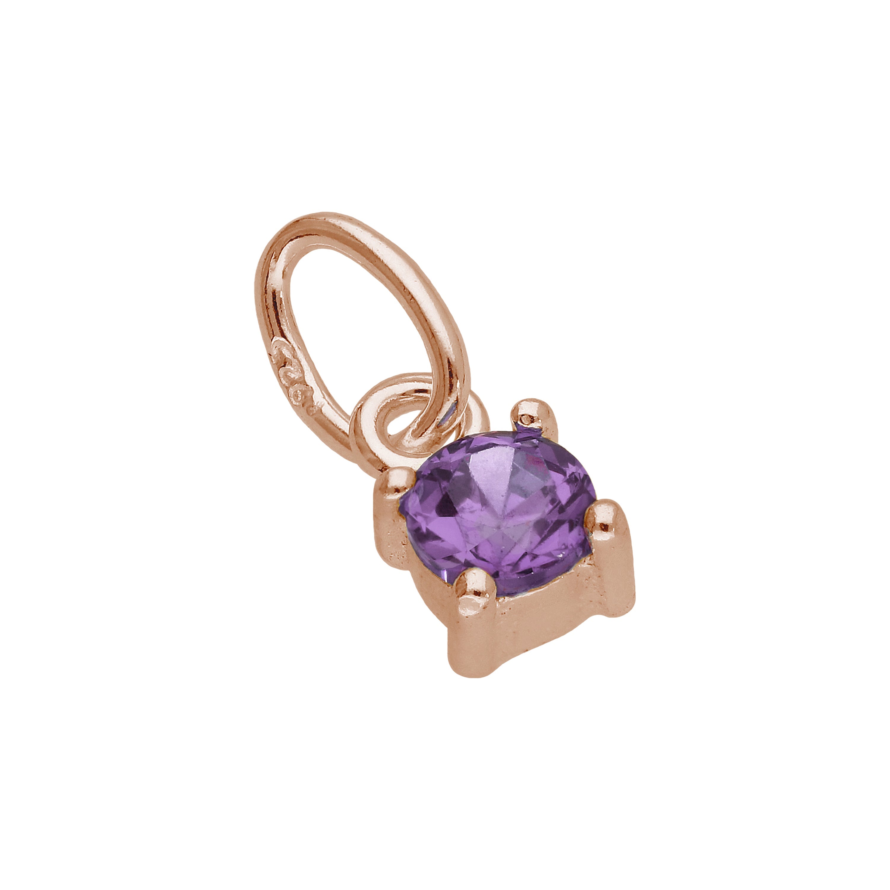 Rosévergoldete Sterlingsilber-Charms mit Zirkonia-Geburtsstein in Krappenfassung