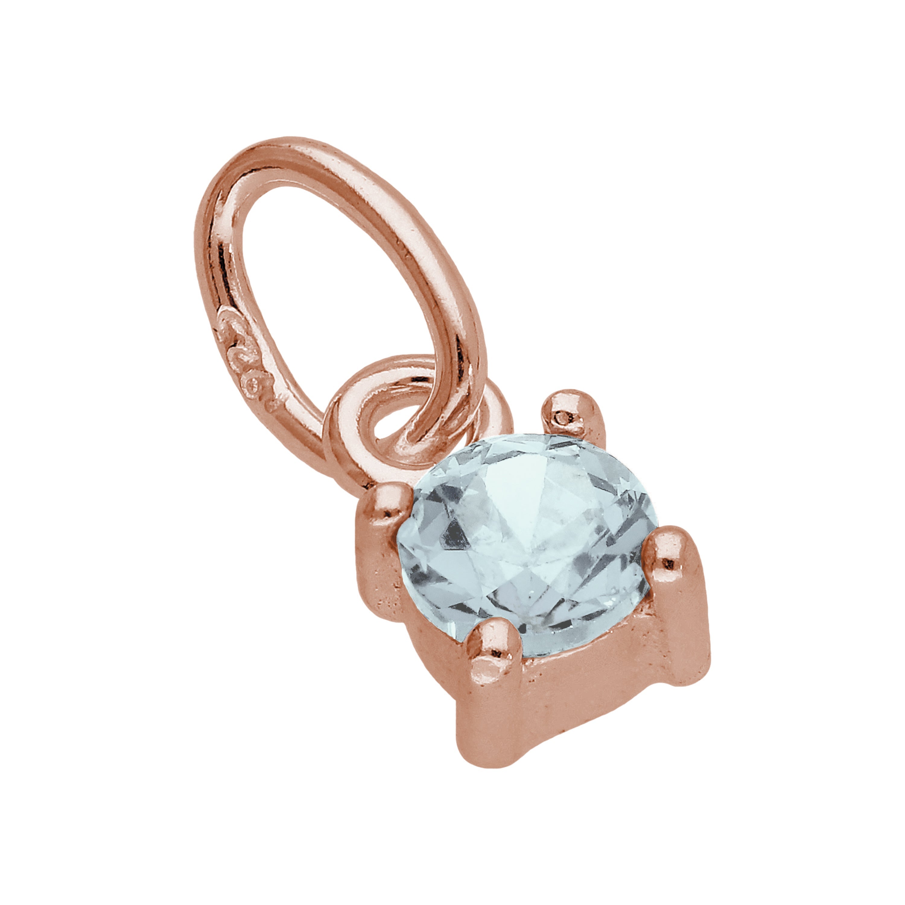 Rosévergoldete Sterlingsilber-Charms mit Zirkonia-Geburtsstein in Krappenfassung