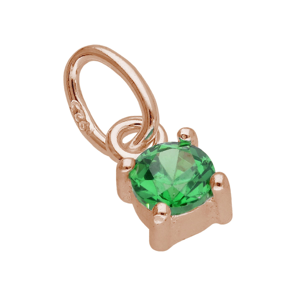 Geburtsstein-Charms in Krappenfassung aus rosévergoldetem Sterlingsilber mit Zirkonia