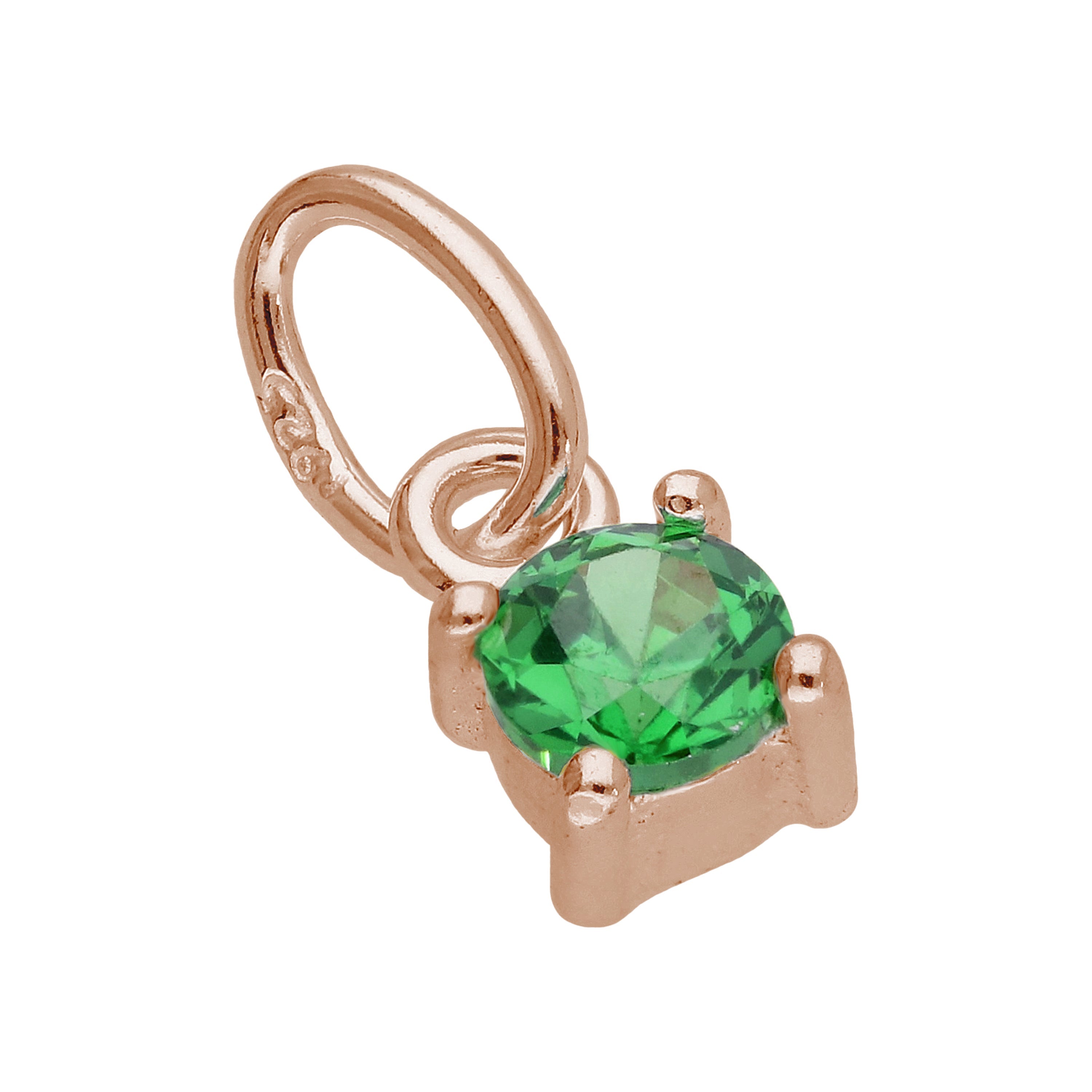 Rosévergoldete Sterlingsilber-Charms mit Zirkonia-Geburtsstein in Krappenfassung