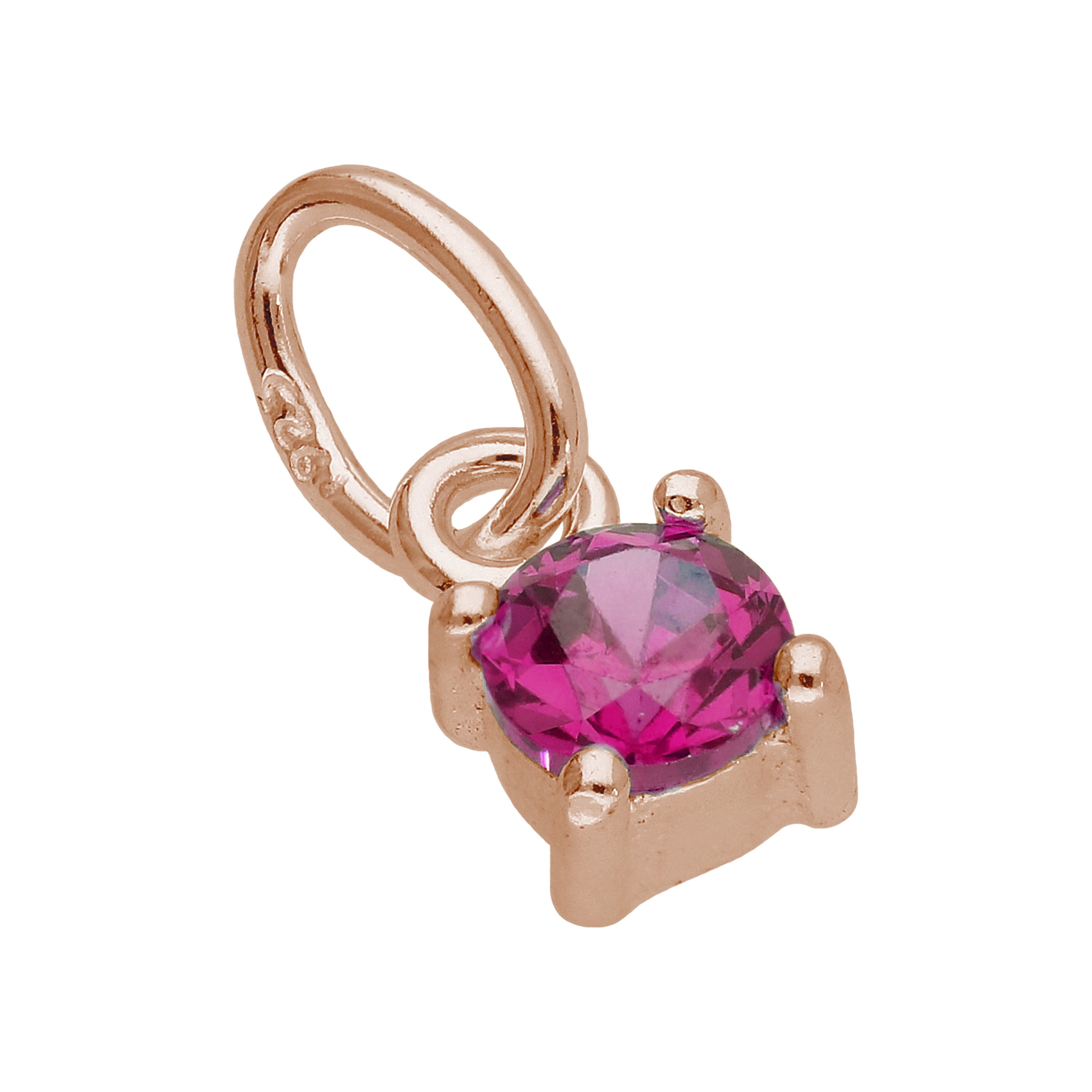 Rosévergoldete Sterlingsilber-Charms mit Zirkonia-Geburtsstein in Krappenfassung