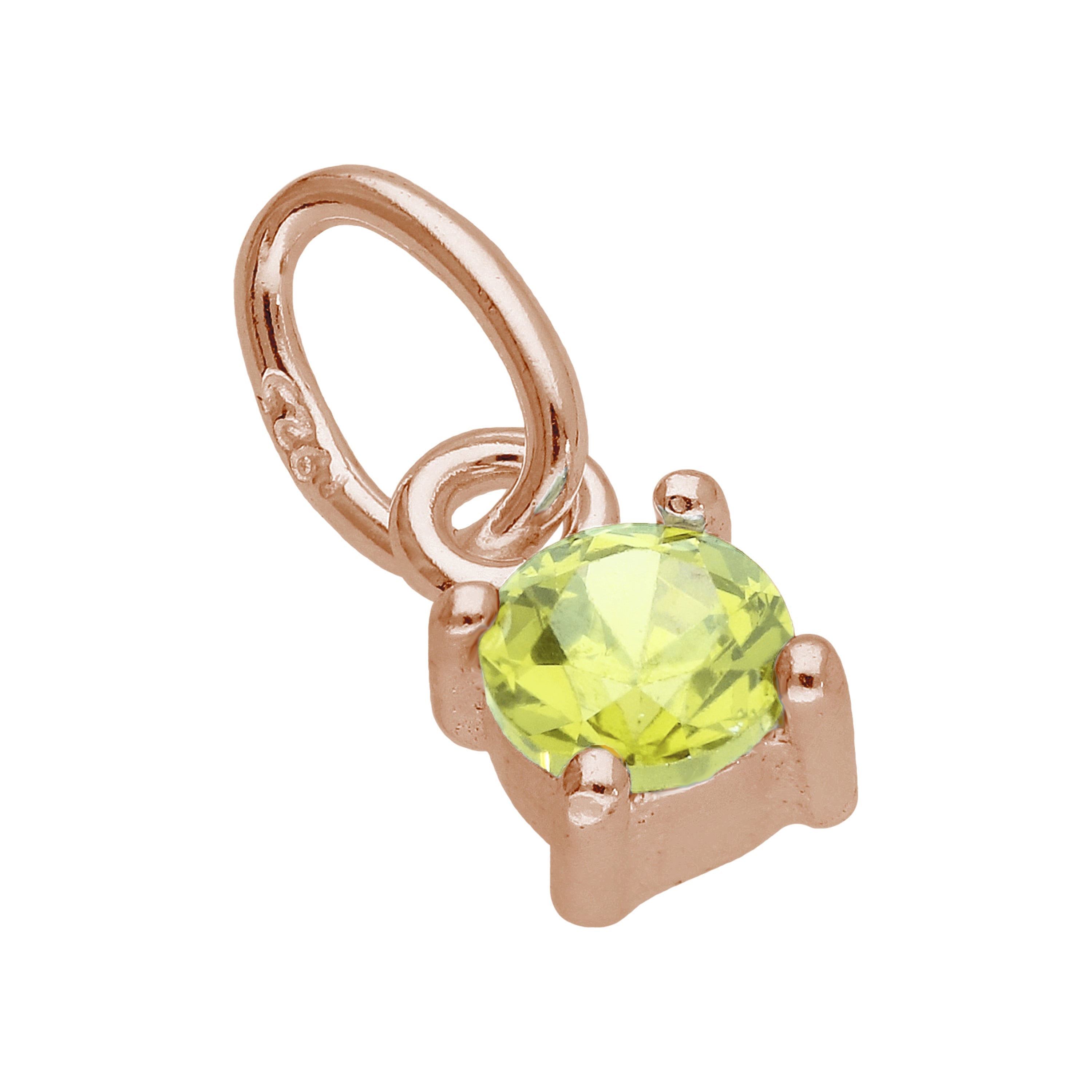 Rosévergoldete Sterlingsilber-Charms mit Zirkonia-Geburtsstein in Krappenfassung