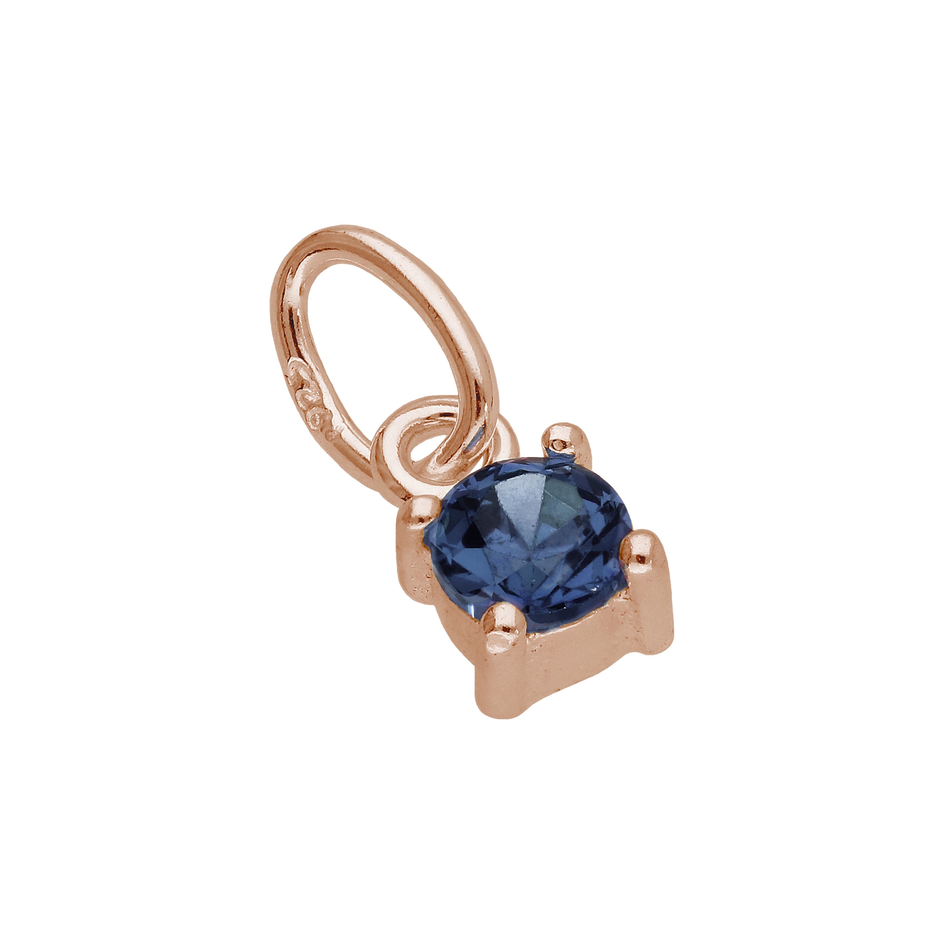 Rosévergoldete Sterlingsilber-Charms mit Zirkonia-Geburtsstein in Krappenfassung
