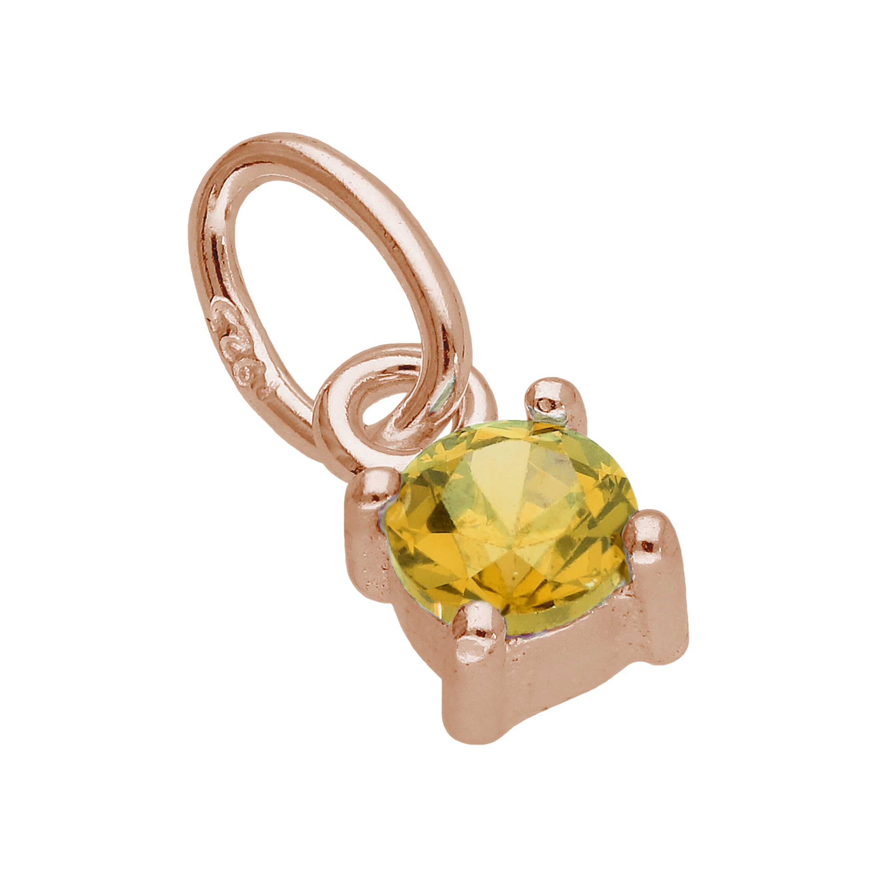 Rosévergoldete Sterlingsilber-Charms mit Zirkonia-Geburtsstein in Krappenfassung
