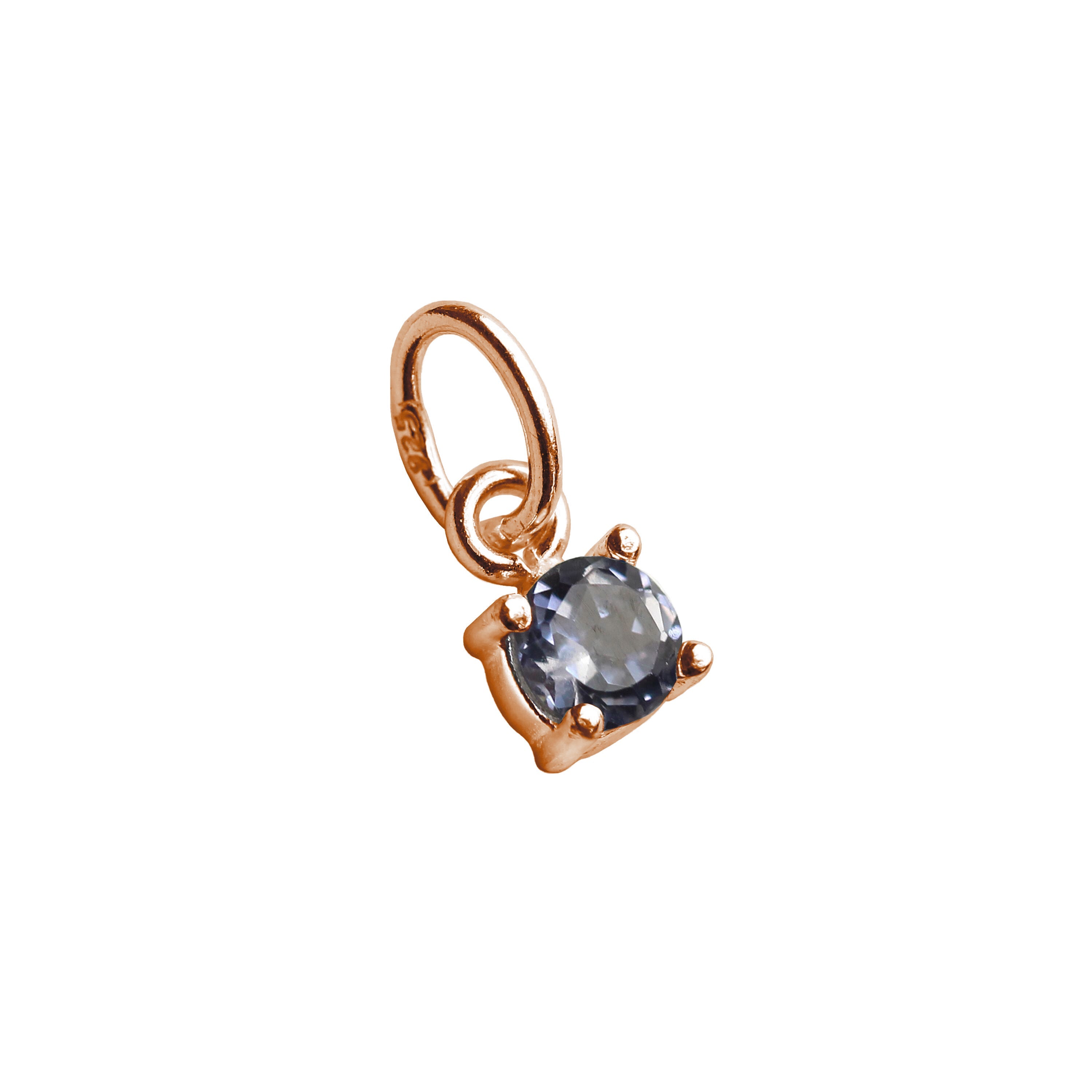 Rosévergoldete Sterlingsilber-Charms mit Zirkonia-Geburtsstein in Krappenfassung