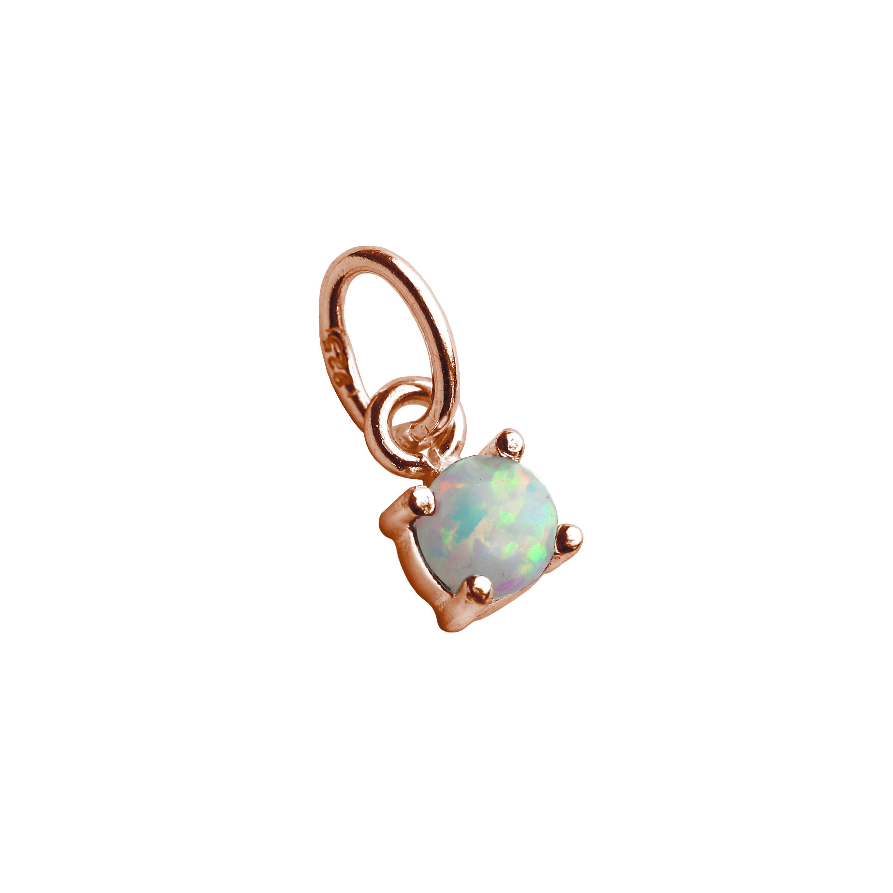 Rosévergoldete Sterlingsilber-Charms mit Zirkonia-Geburtsstein in Krappenfassung