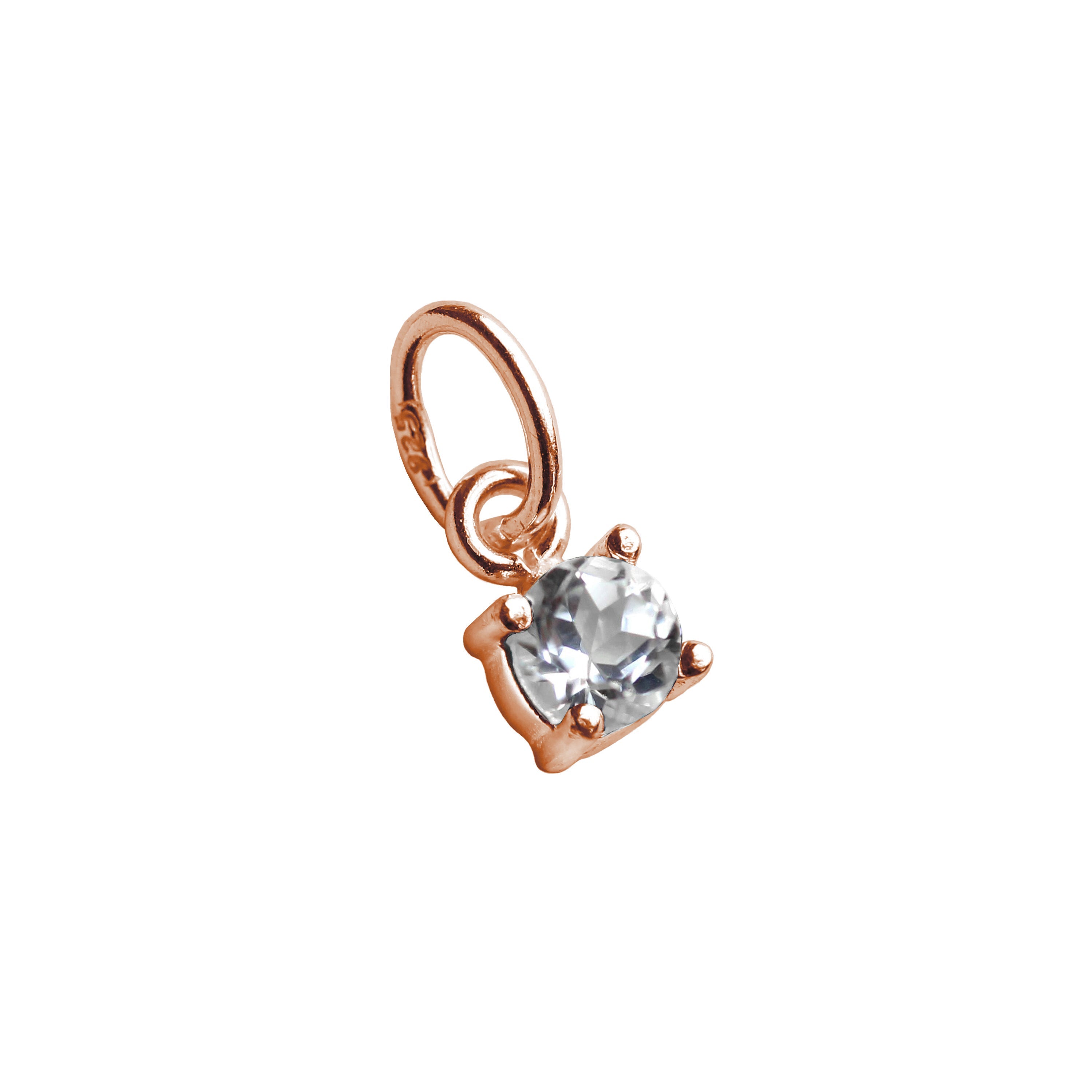 Rosévergoldete Sterlingsilber-Charms mit Zirkonia-Geburtsstein in Krappenfassung